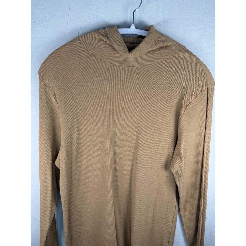 Curvy Sense Basics Turtleneck Long Sleeve Beige Womens 2X Cotton Blend Winter